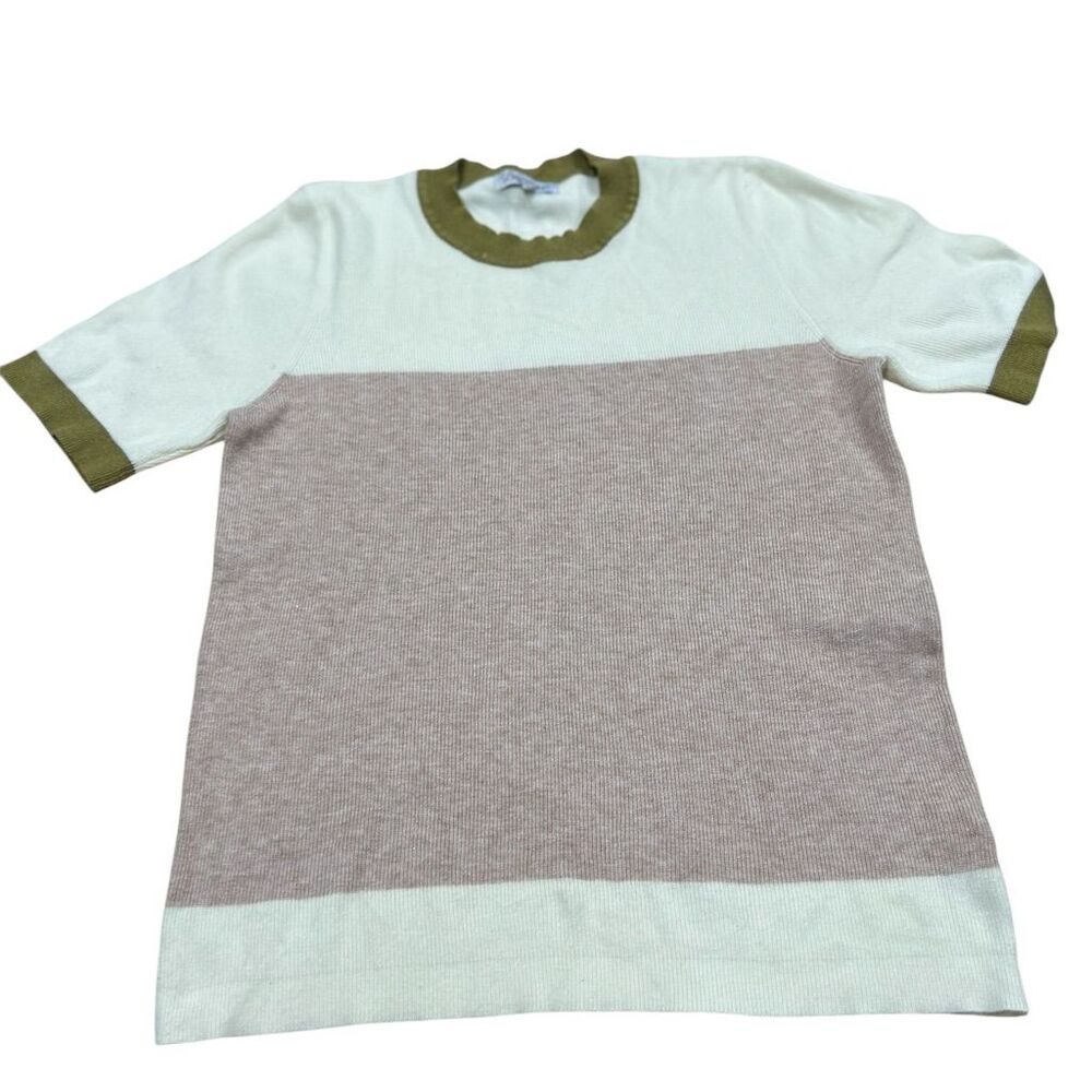 Lucy Avenue Women's Color Block Short Sleeve Pullover Sweater Size L